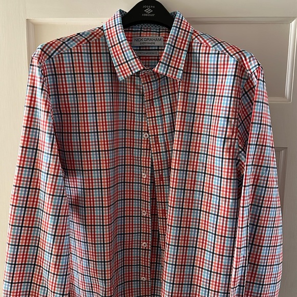 Other - Nick Graham striped red orange blue dress shirt XL 17-17.5 36-37